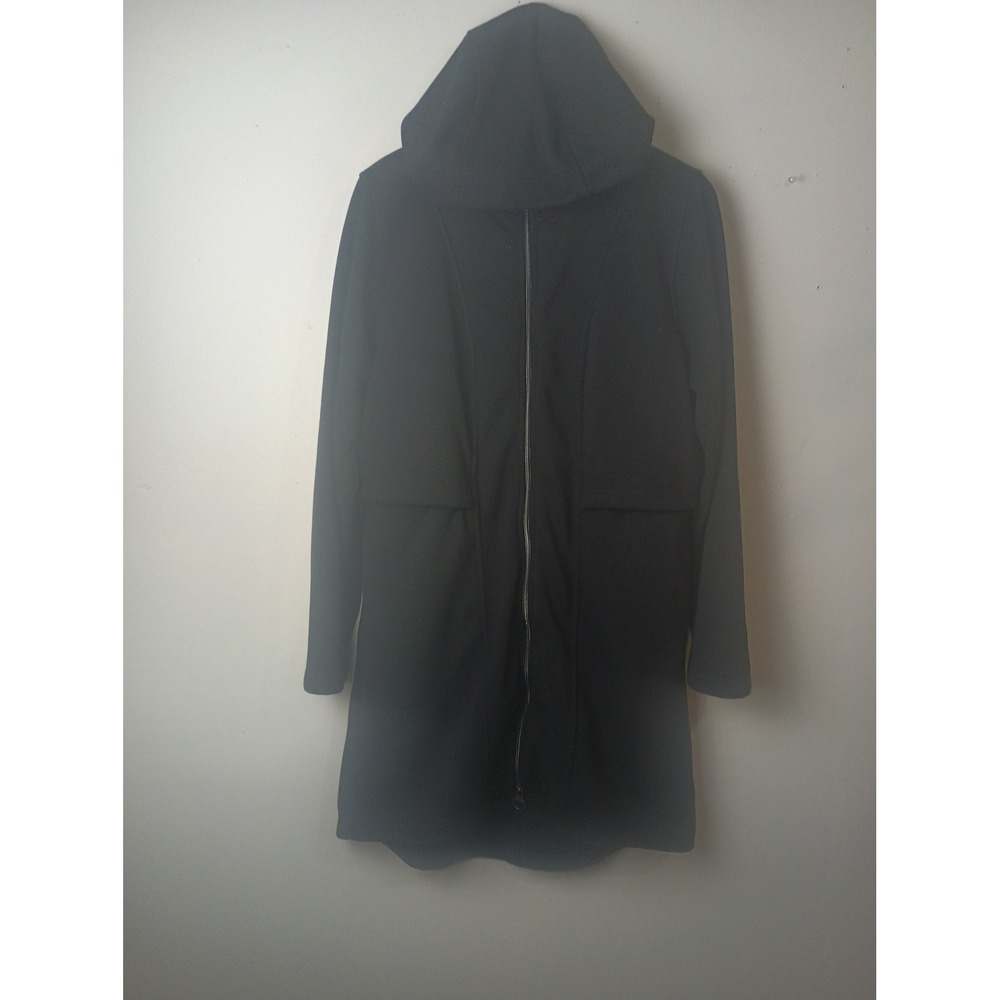 Athleta Womens Black Back Zip Hooded Fleece Lined Jacket Coat RN 54023 Medium
